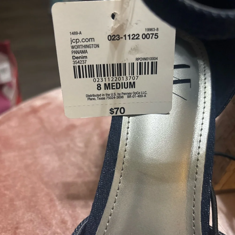 Worthington Navy Denim Block Heel Shoes - Picture 5 of 6